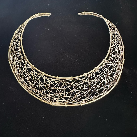 Vintage Fine Silver Work Chain Bib Necklace - Picture 1 of 6